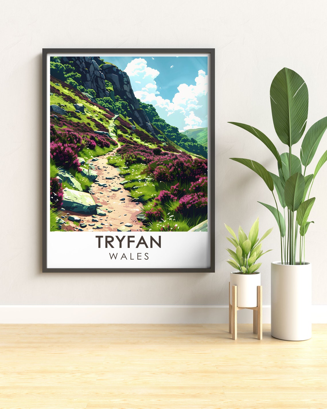 Tryfan Wales Heather Trail Path through the Rocky Crags Poster - Image 2