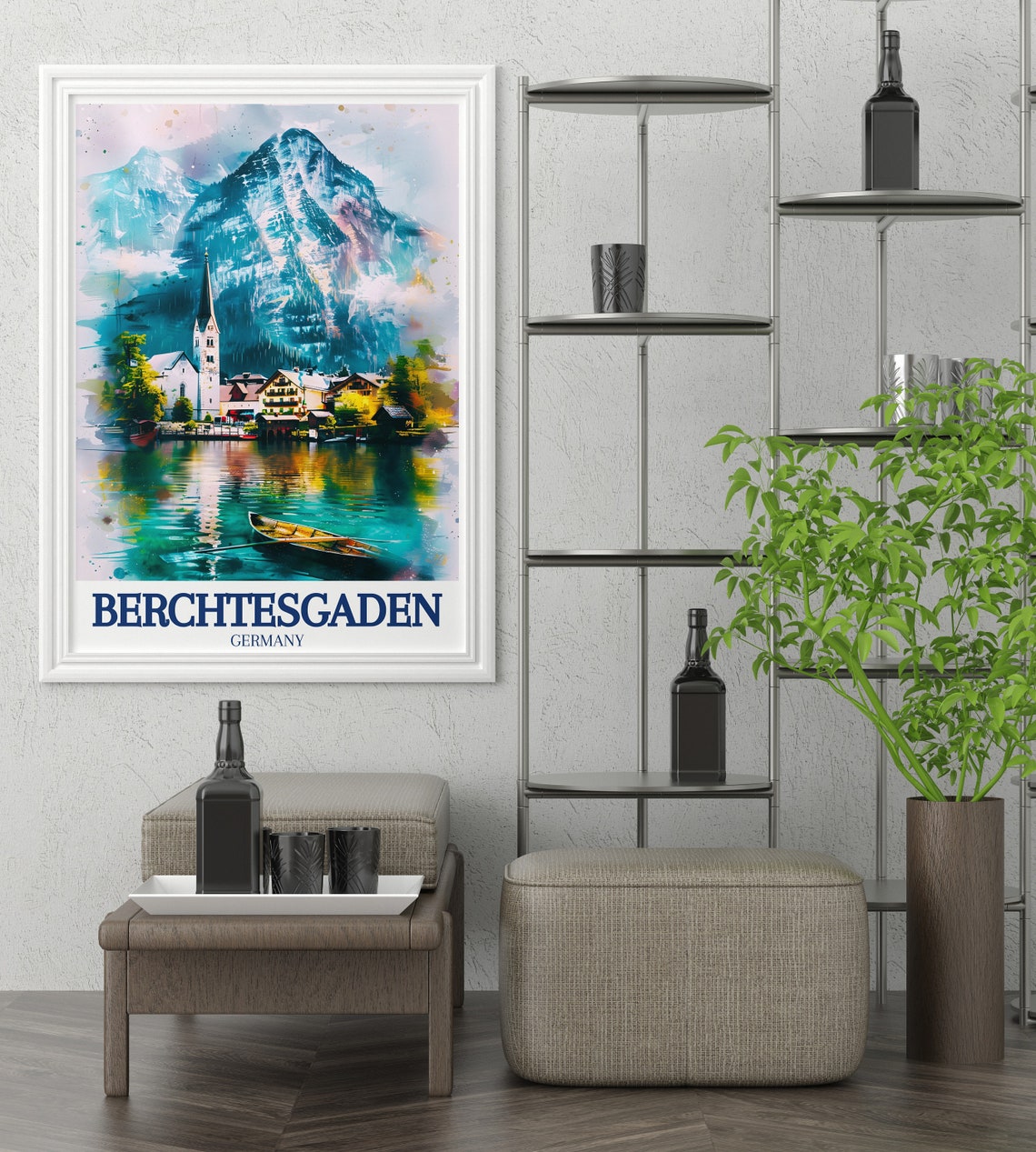 Berchtesgaden Germany Ramsau Lake Watercolor Mountain Travel Poster - Image 3
