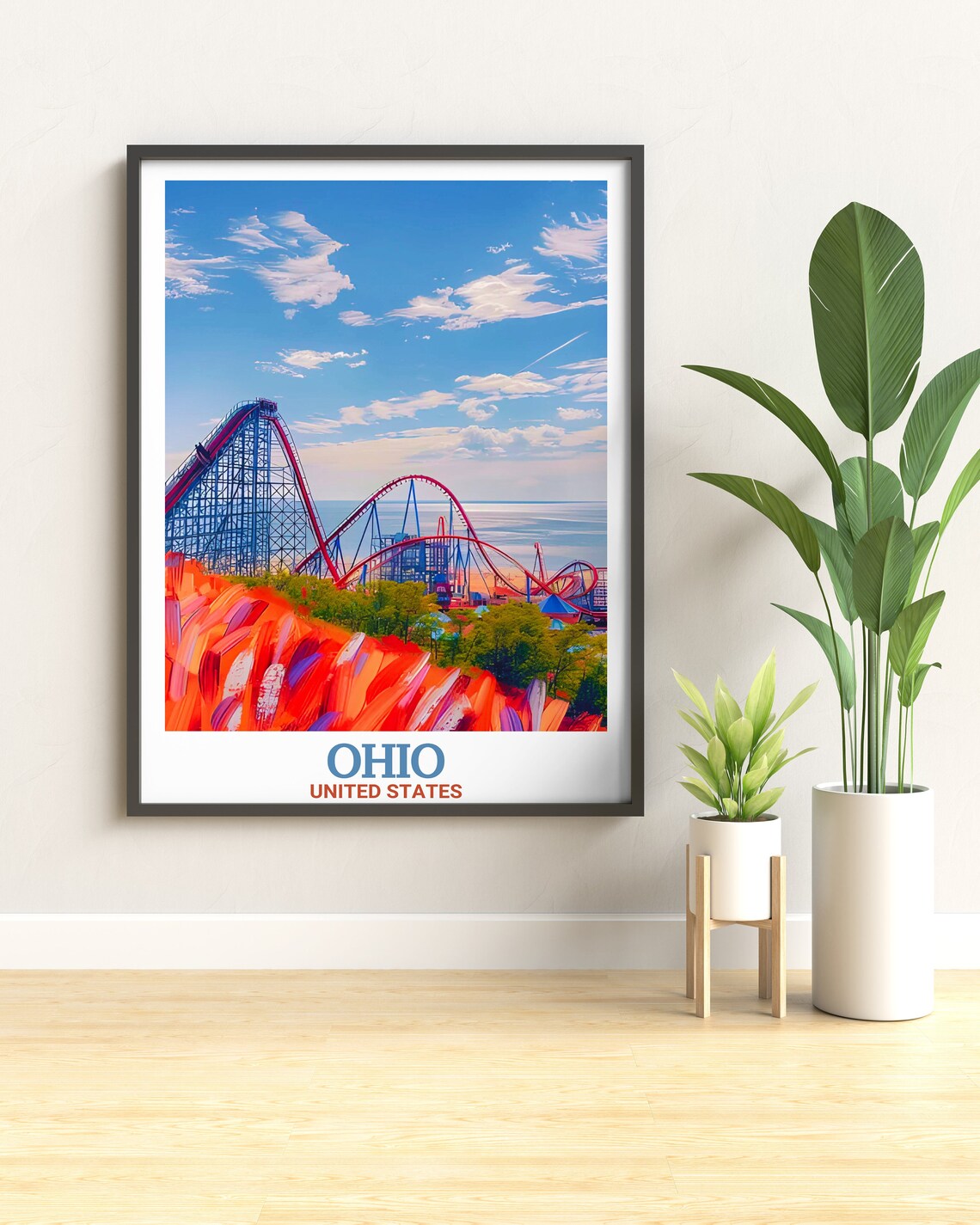 Ohio United States Cedar Point Roller Coaster Lake Erie Thrills Poster - Image 3