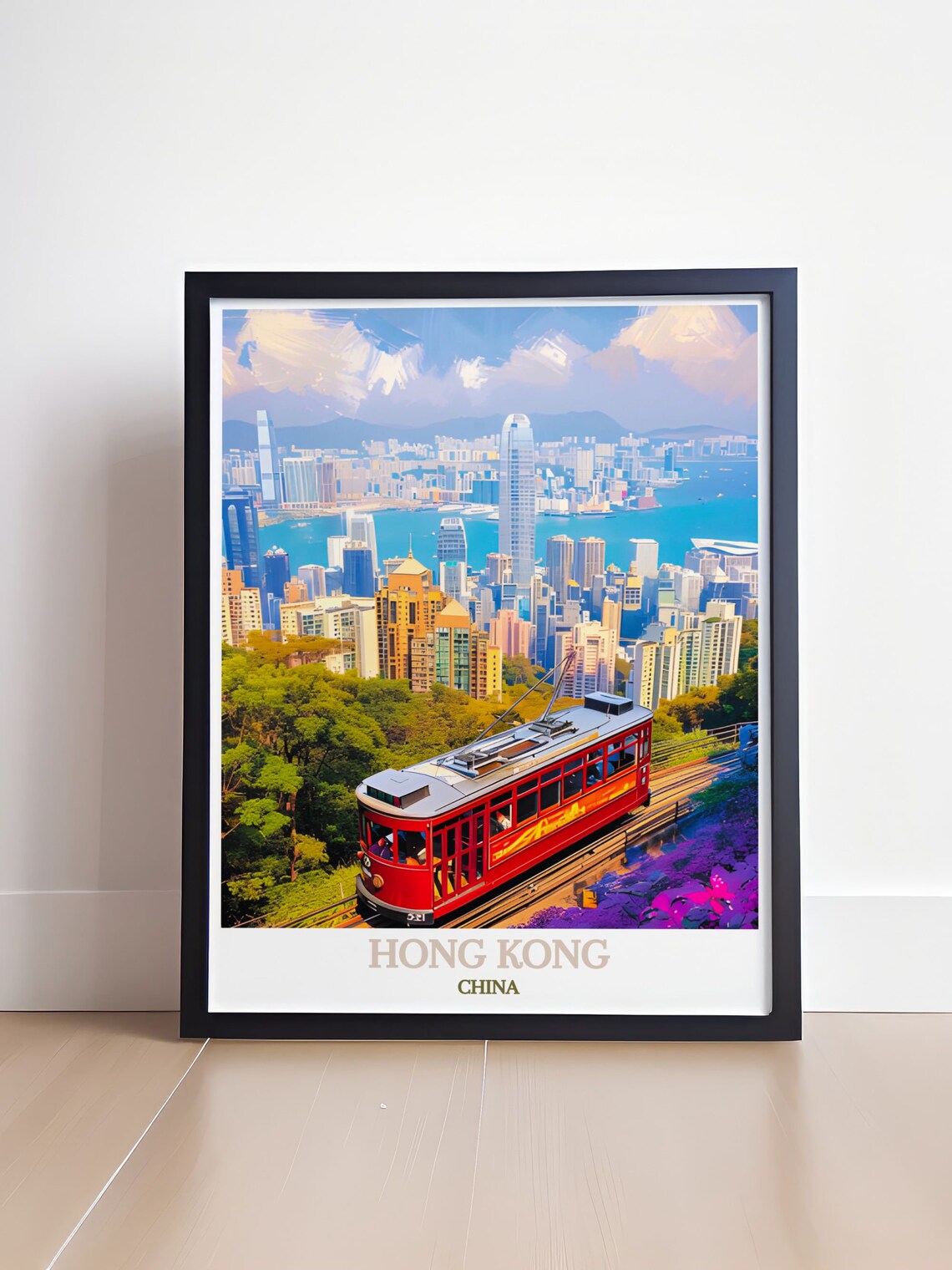 Hong Kong Victoria Peak Tram Skyline Cityscape Travel Poster - Image 4