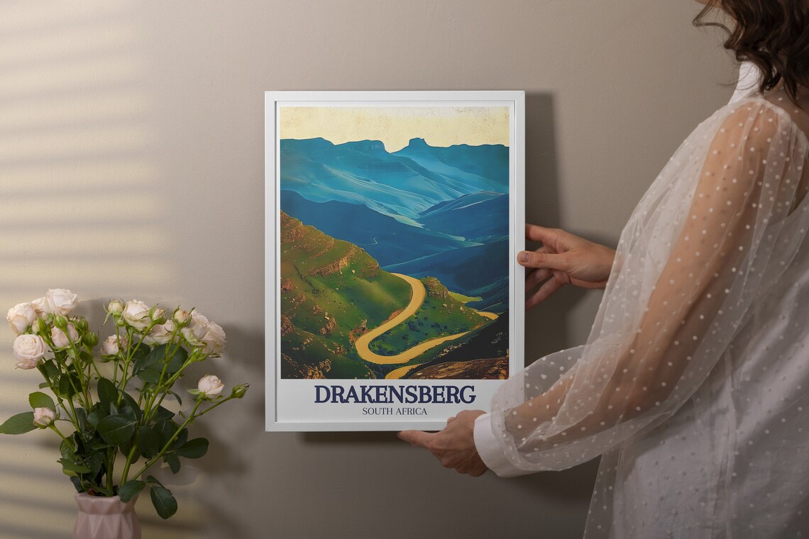 Drakensberg South Africa Sani Pass Winding Mountain Road Vista Poster - Image 3