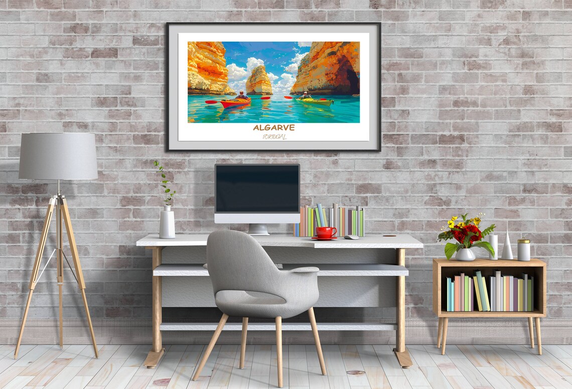 Algarve Portugal Kayaking Golden Cliffs Turquoise Water Travel Poster - Image 4