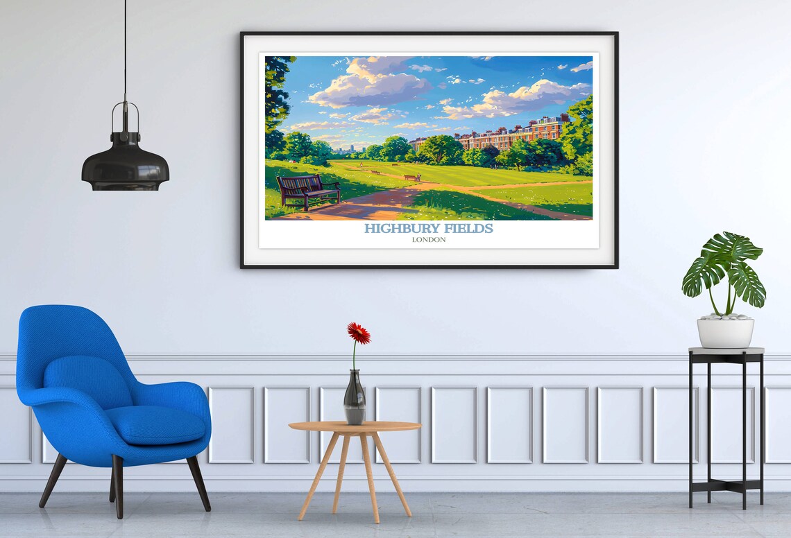 Highbury Fields London Wide Green Park With City Skyline Poster - Image 2