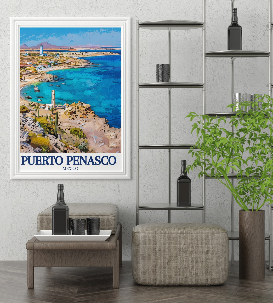Puerto Penasco Mexico Coastal Bay Town Lighthouse Travel Poster - Image 2