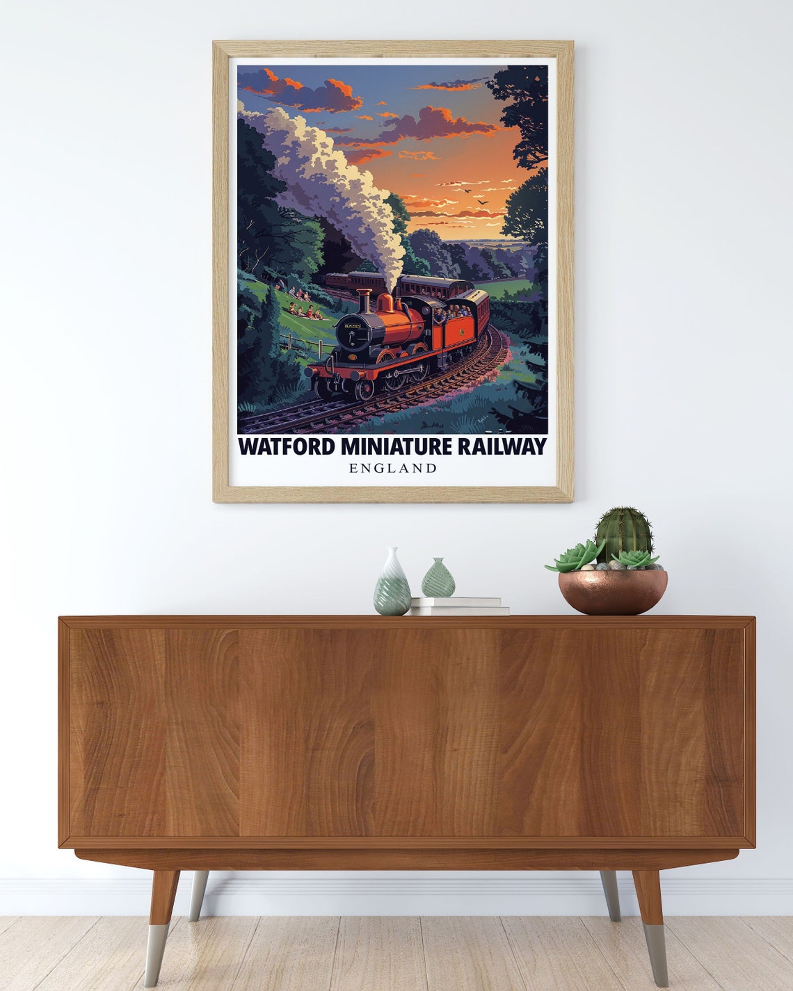 Watford Miniature Railway England Steam Train at Sunset Poster - Image 3