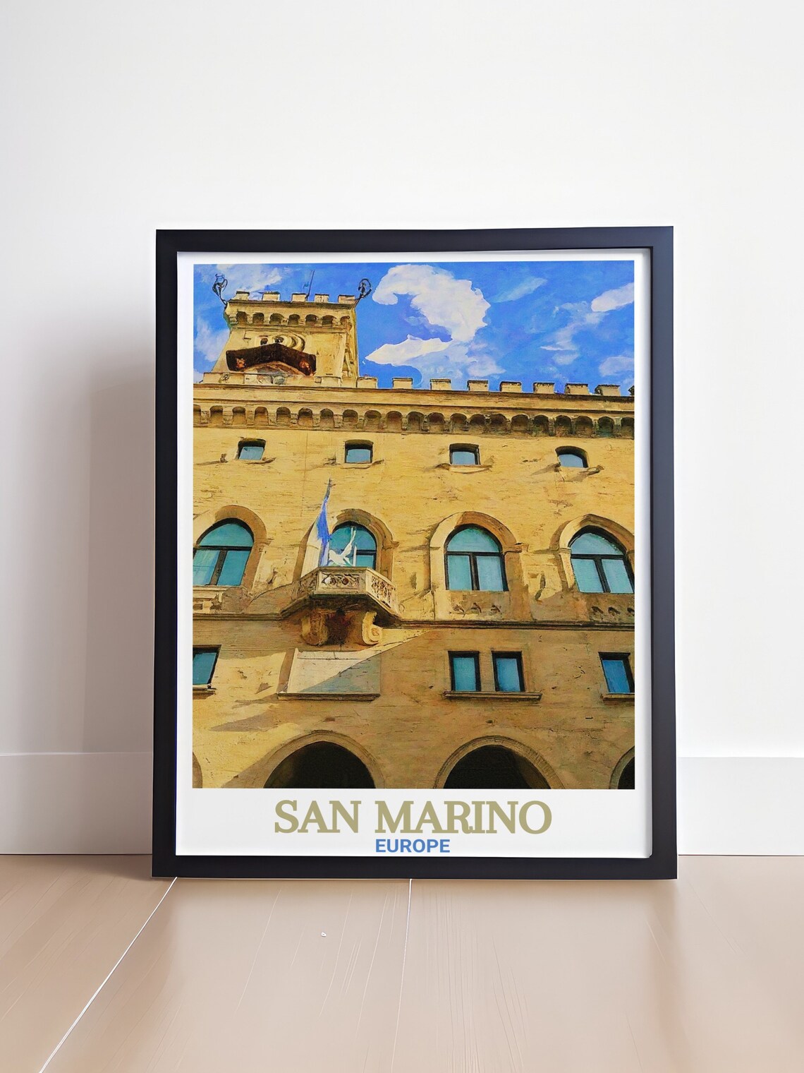 San Marino Europe Palazzo Pubblico Historic Palace Travel Poster - Image 4
