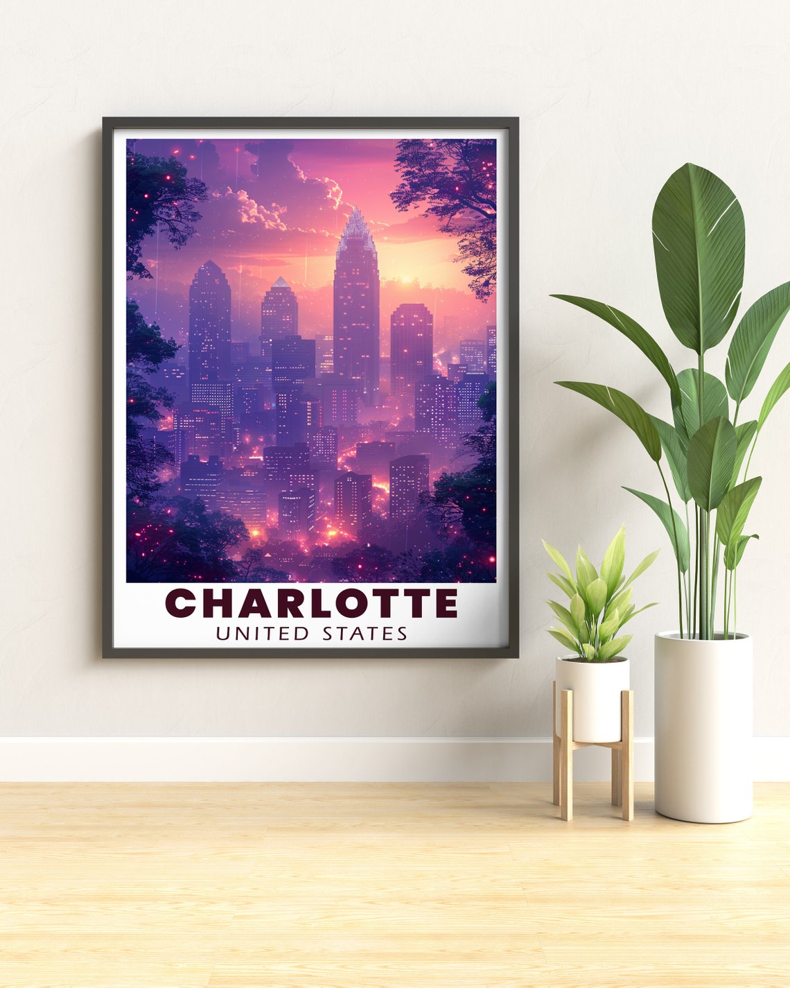 Charlotte Skyline Print Bank Of America Corporate Center Art North Carolina Skyline Bank Of America Corporate Center Print - Image 2