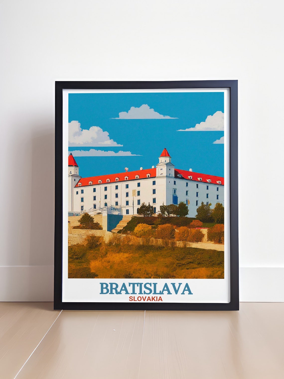 Bratislava Castle Slovakia White Red Roofs Vintage Travel Poster - Image 4