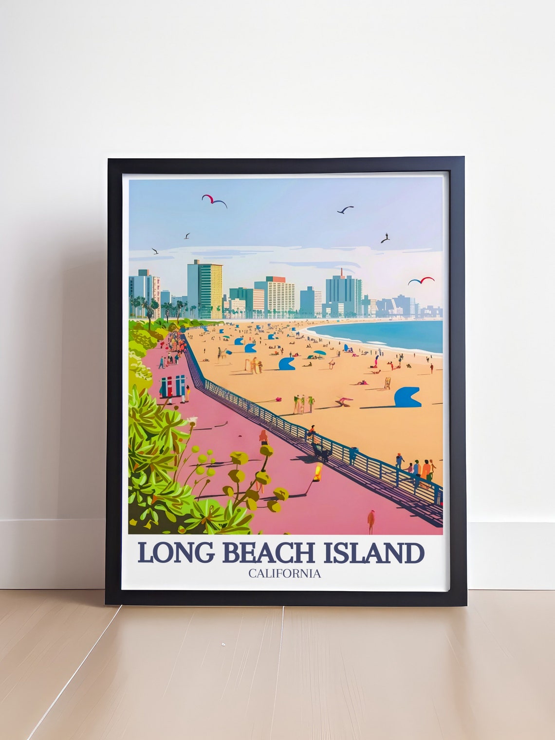 Long Beach Island California Beach Boardwalk Kites Scene Poster - Image 4
