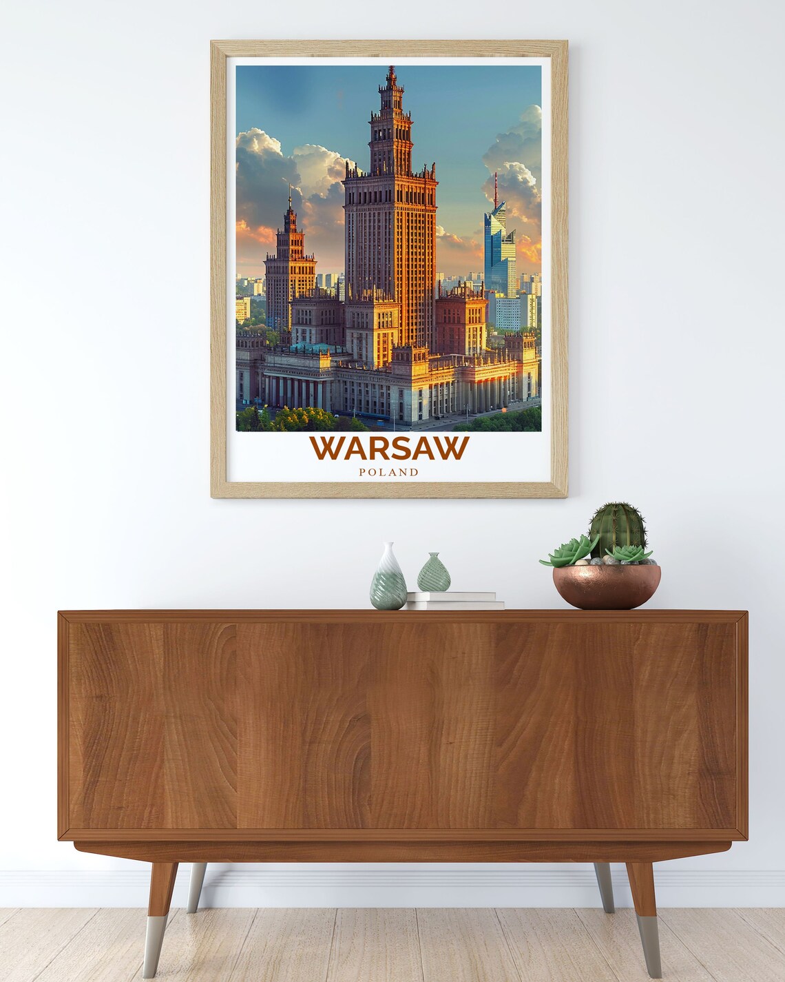 Warsaw Palace of Culture and Science Sunset View Travel Poster - Image 3