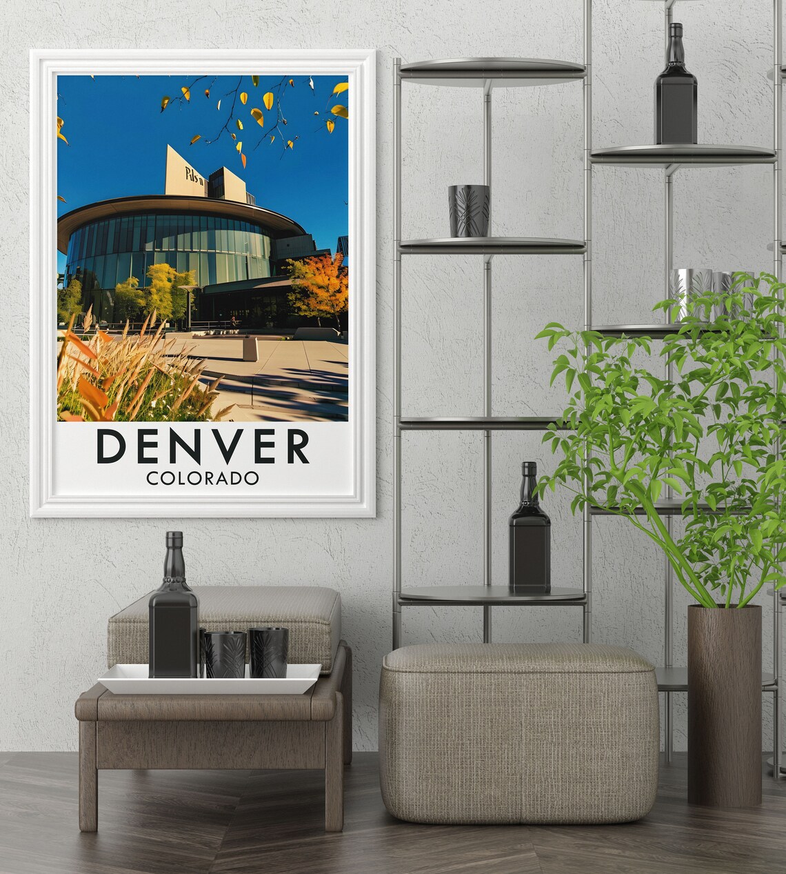 Denver Colorado Art Museum Building Autumn Foliage Travel Poster - Image 3
