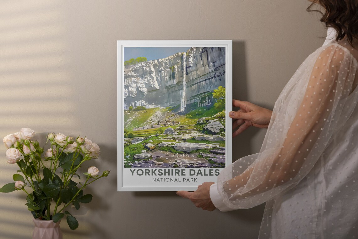 Yorkshire Dales National Park Malham Cove Waterfall Travel Poster - Image 2