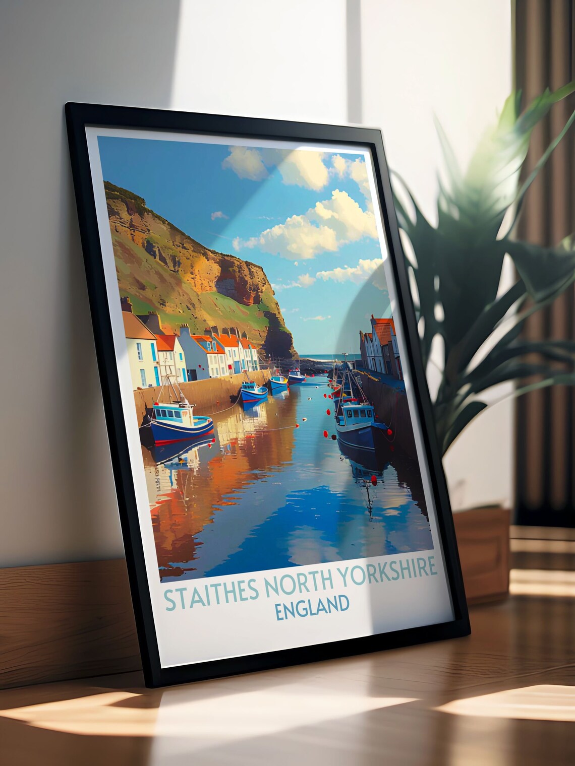 Staithes North Yorkshire Fishing Harbor Boats England Travel Poster - Image 3