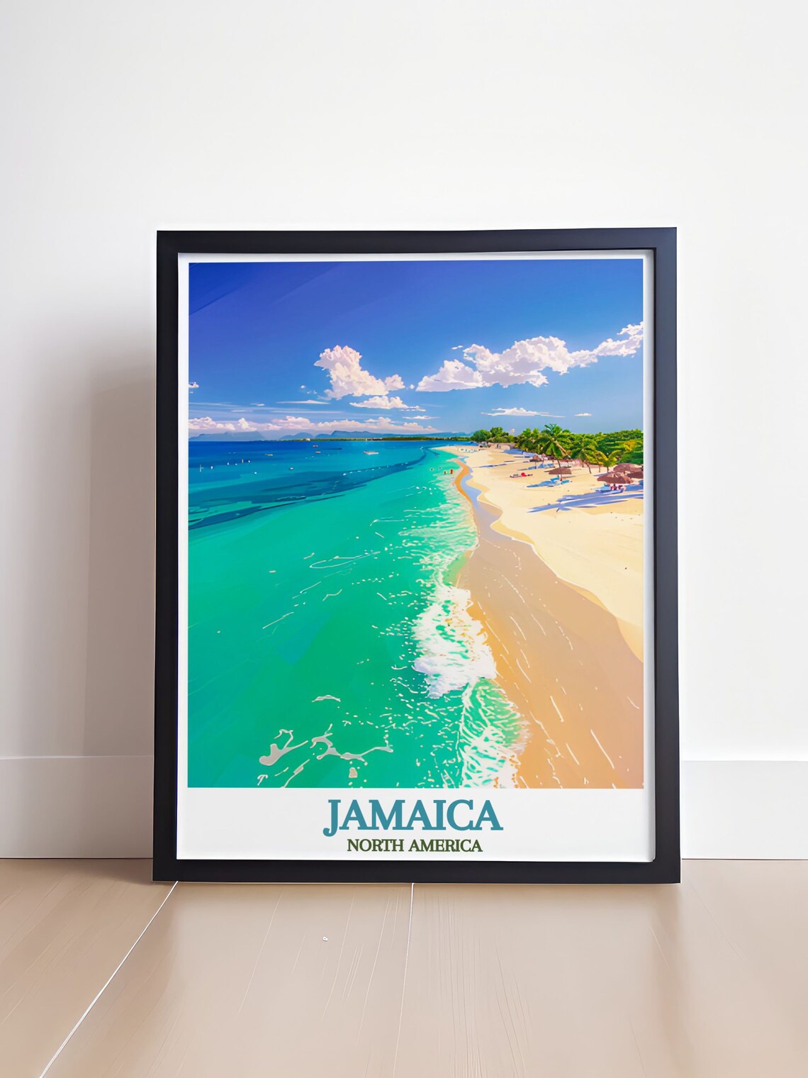 Jamaica North America Turquoise Beach Palms Aerial Paradise Travel Poster - Image 4