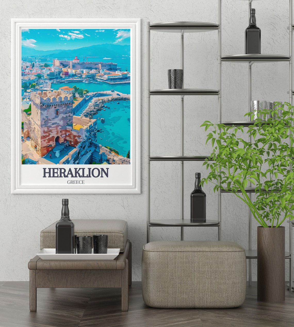 Koules Fortress Old Harbor Heraklion Greece Aerial View Travel Poster - Image 2