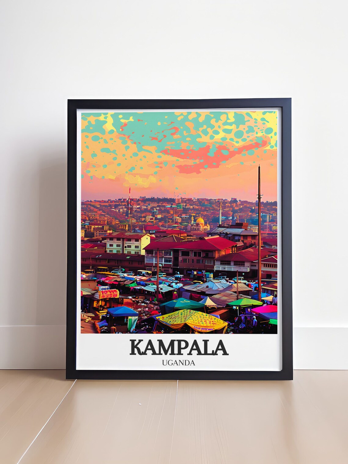 Kampala Nakasero Market Colorful Umbrellas Uganda City View Poster - Image 4