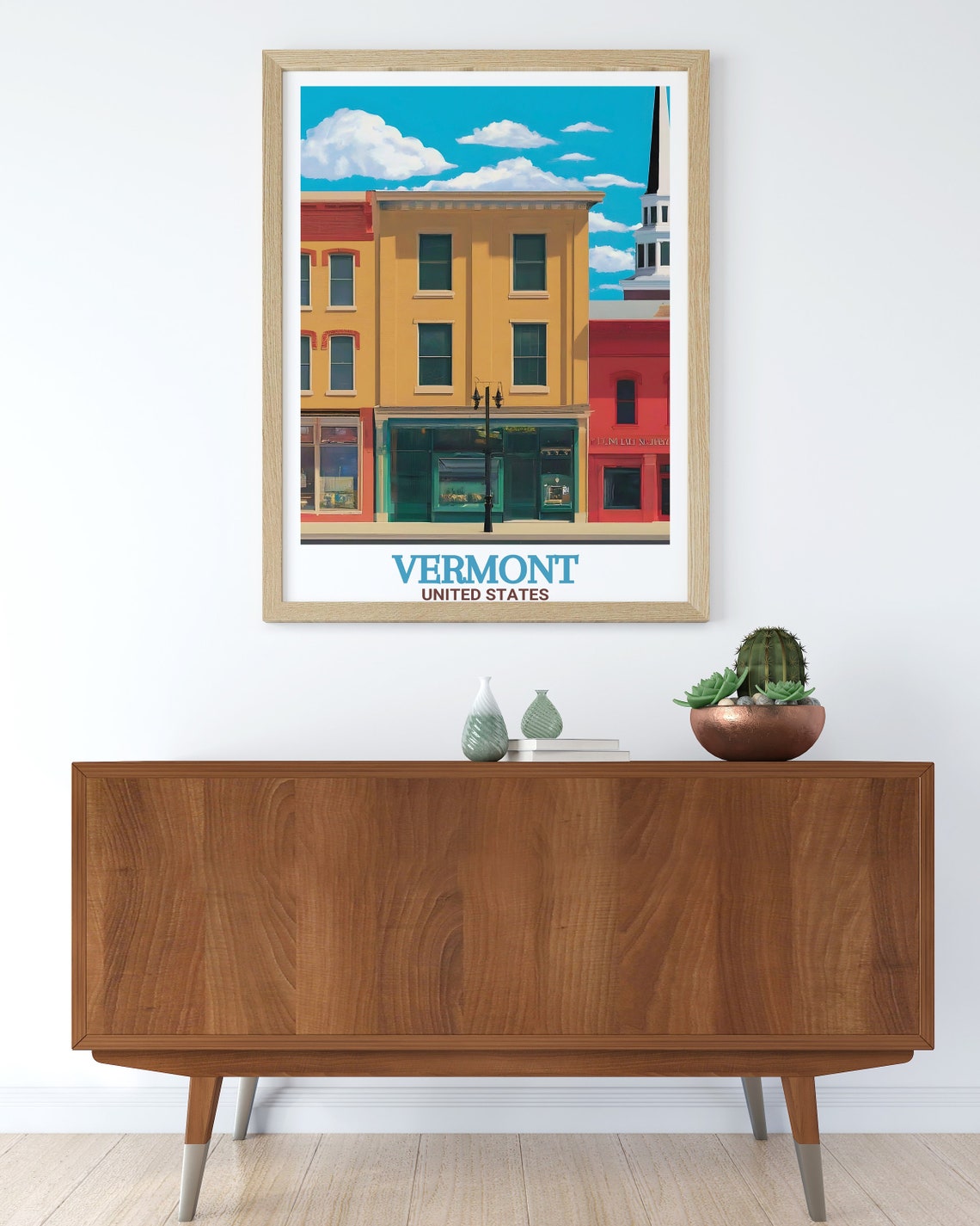 Vermont Church Street Marketplace Colorful Storefronts Travel Poster - Image 3