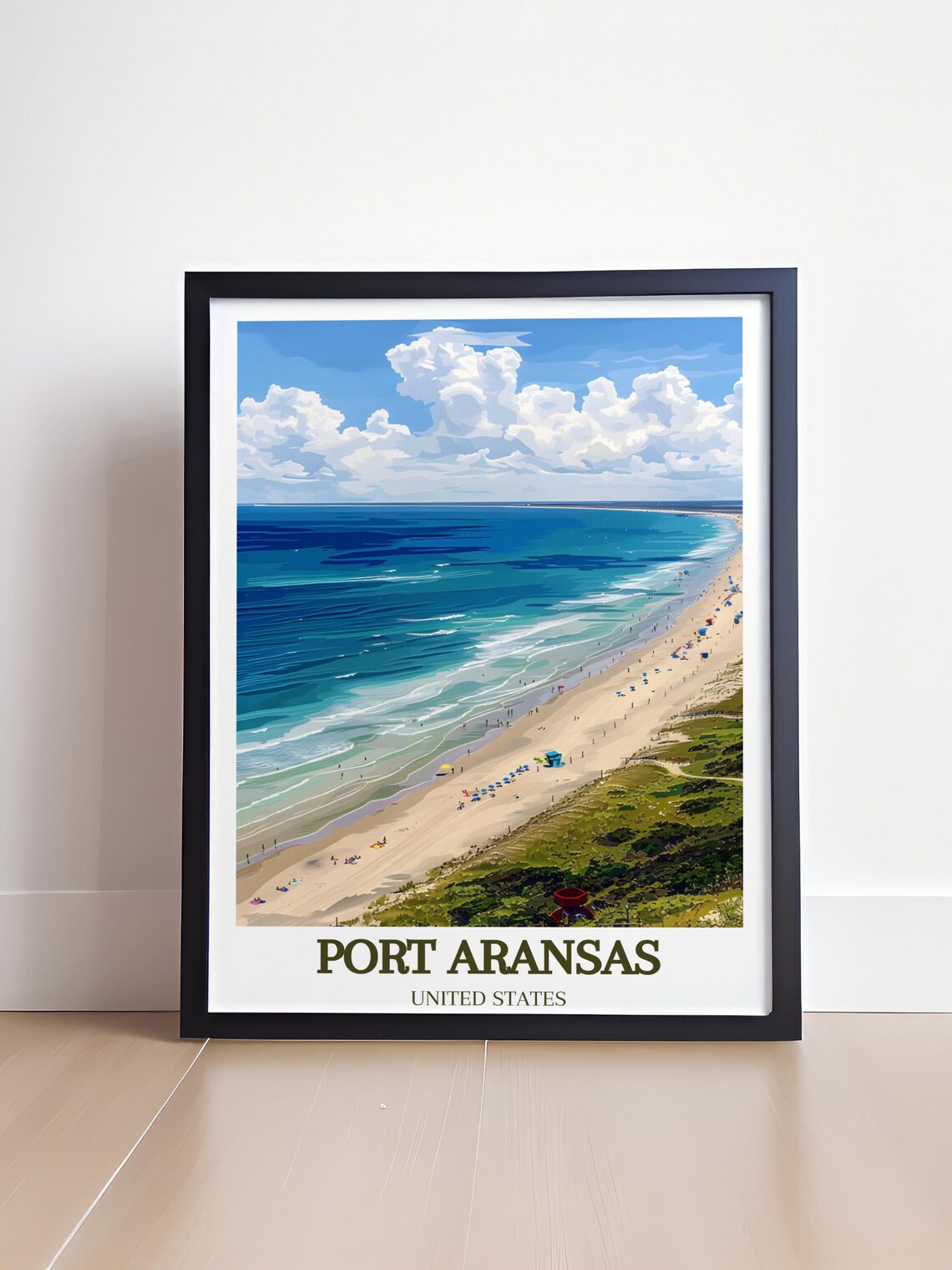 Port Aransas Texas Beach Coastline Aerial View Travel Poster - Image 4