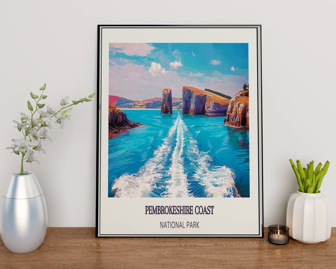 Pembrokeshire Coast National Park Turquoise Sea Cliffs Poster - Image 2