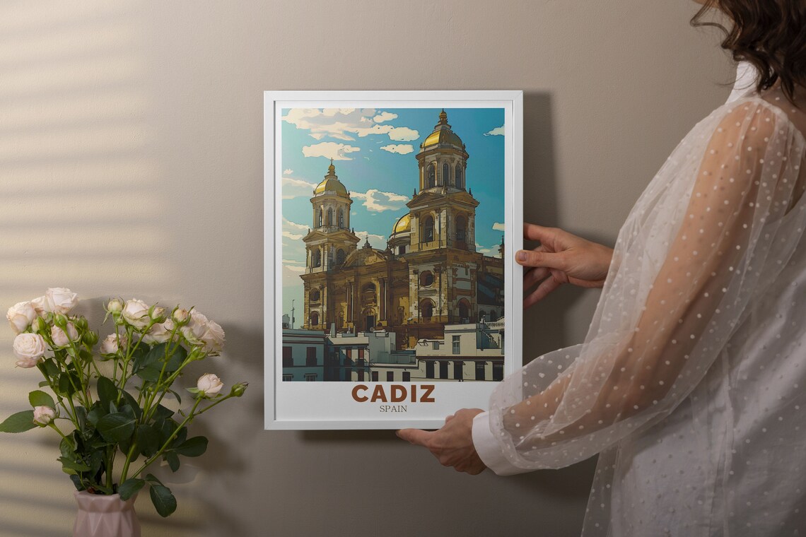 Cadiz Spain Cathedral Golden Domes Historic Old Town Landmark Poster - Image 3