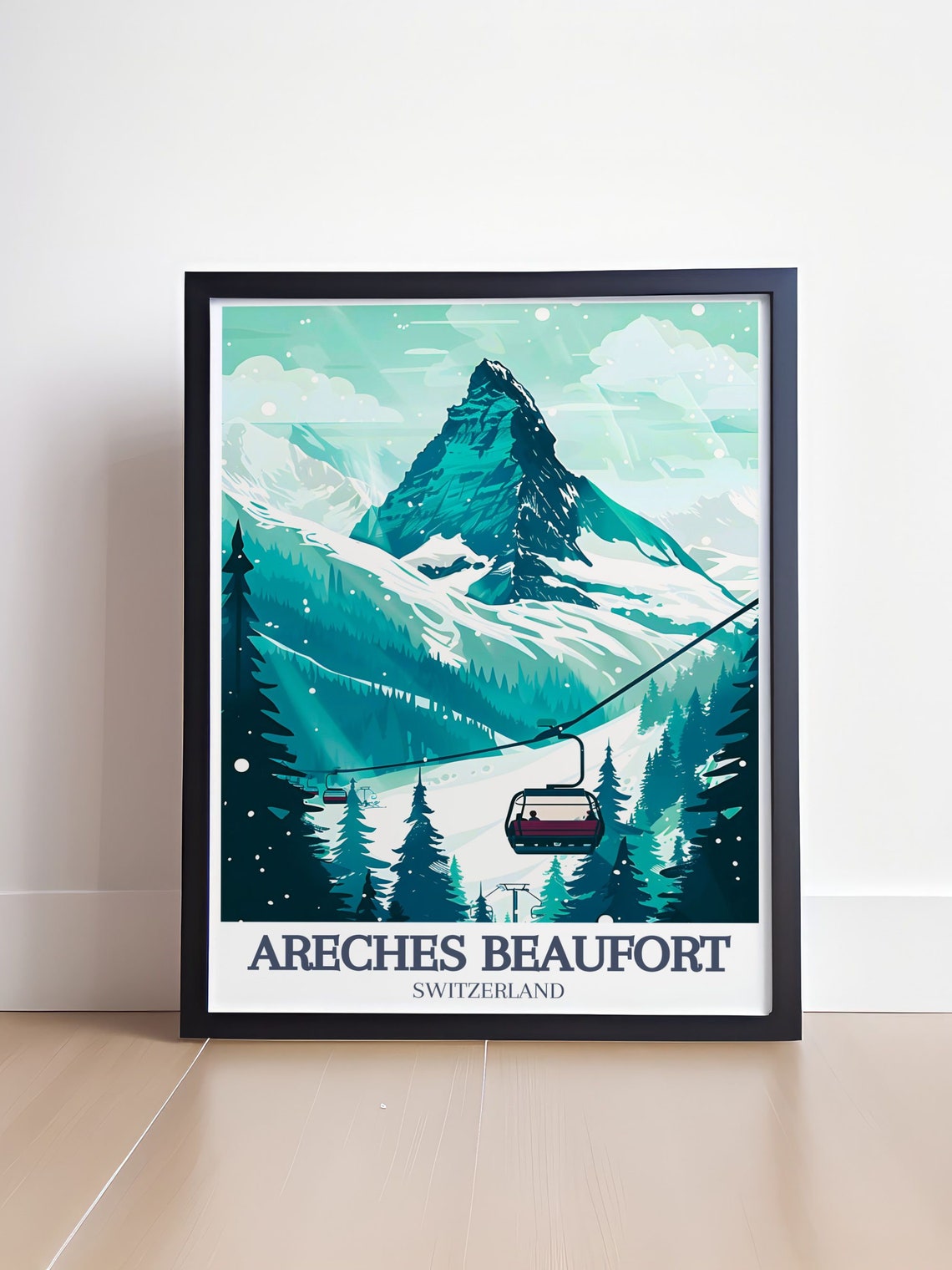 Areches Beaufort Travel Print Pierra Menta And Cuvy Chairlift Art Pierra Menta And Cuvy Chairlift Prints Areches Beaufort Wall Art - Image 4
