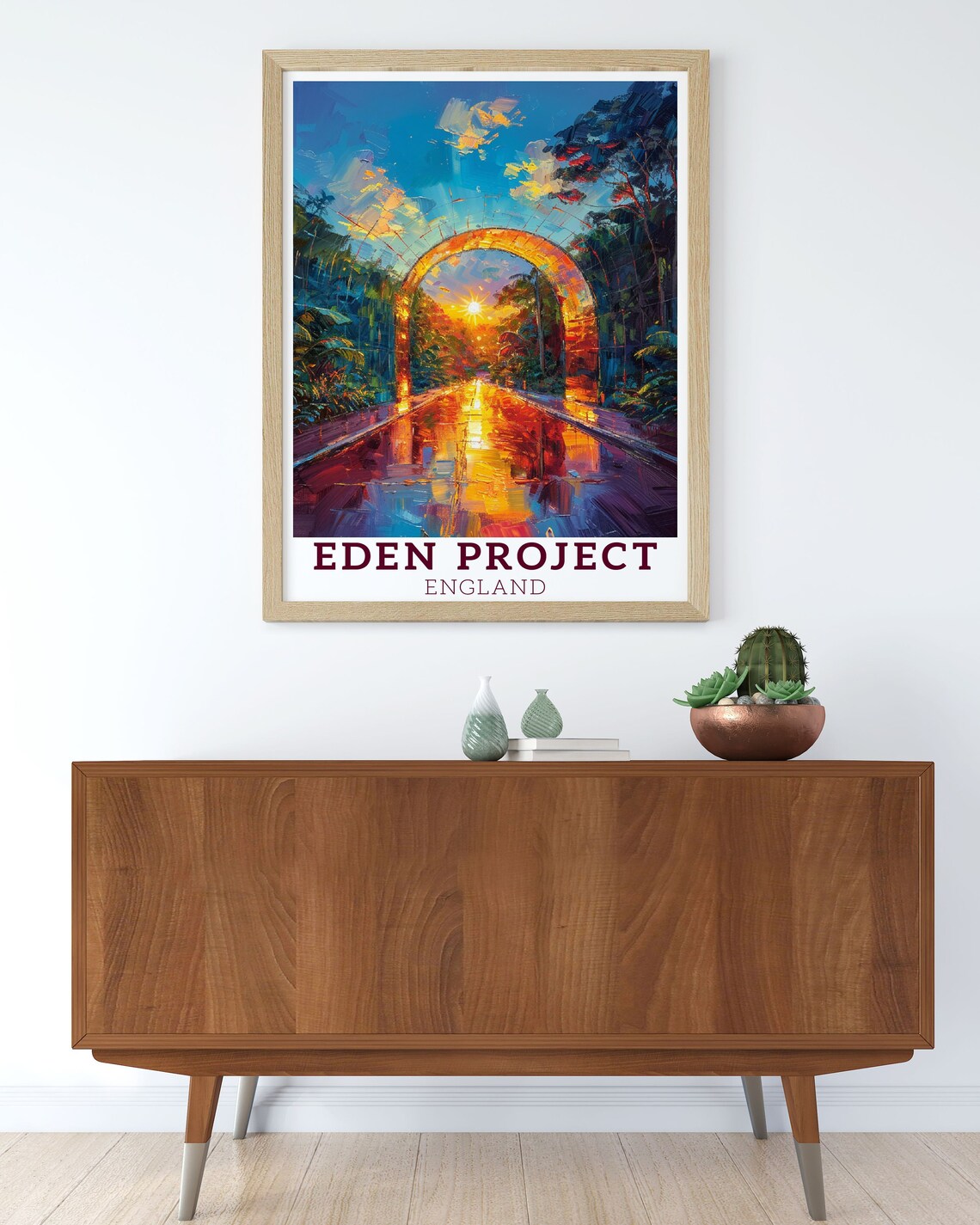 Eden Project Sunset Greenhouse Tunnel England Travel Art Poster - Image 2