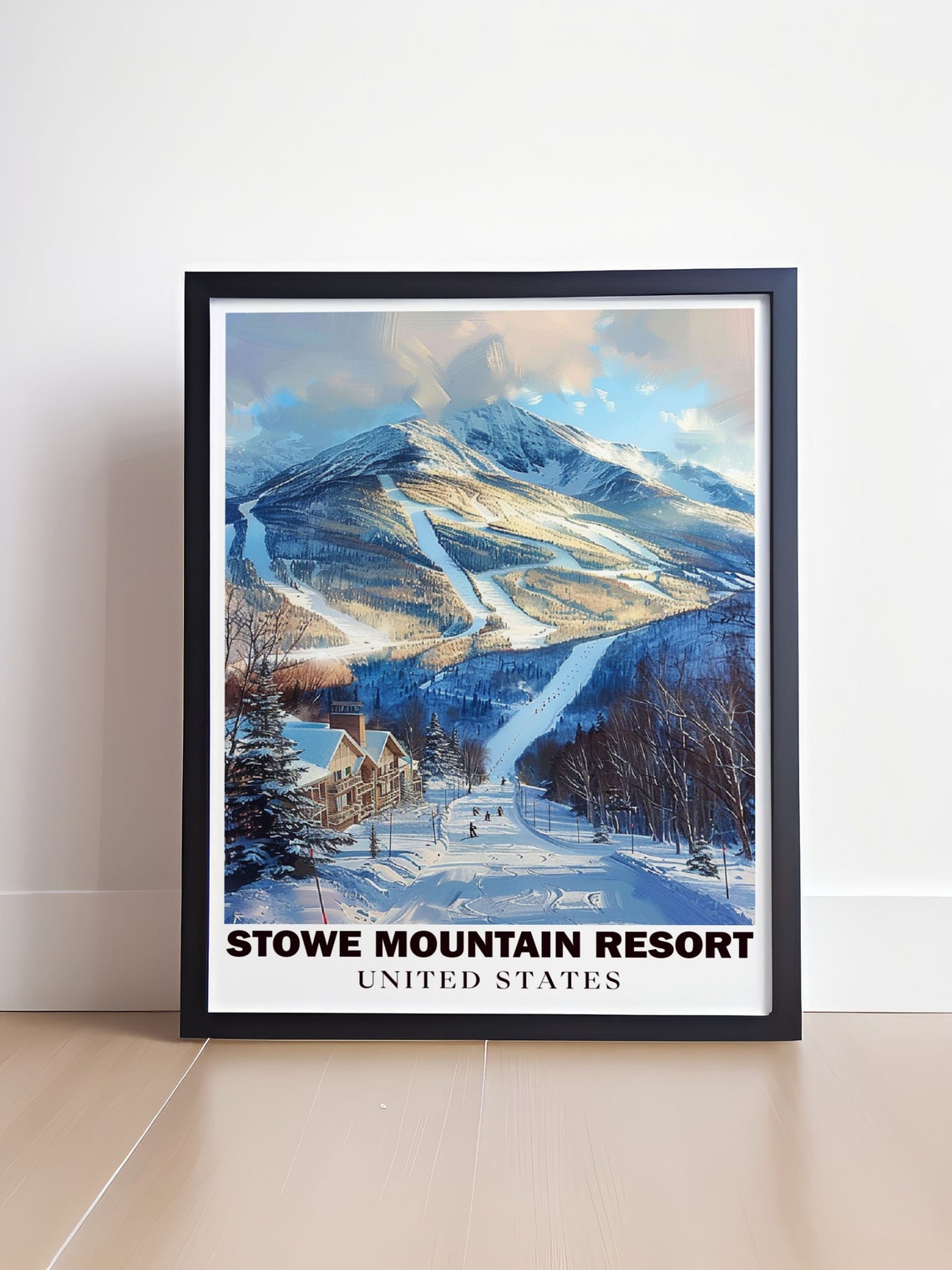 Stowe Mountain Resort Snowy Ski Trails Vermont Winter Art Poster - Image 4