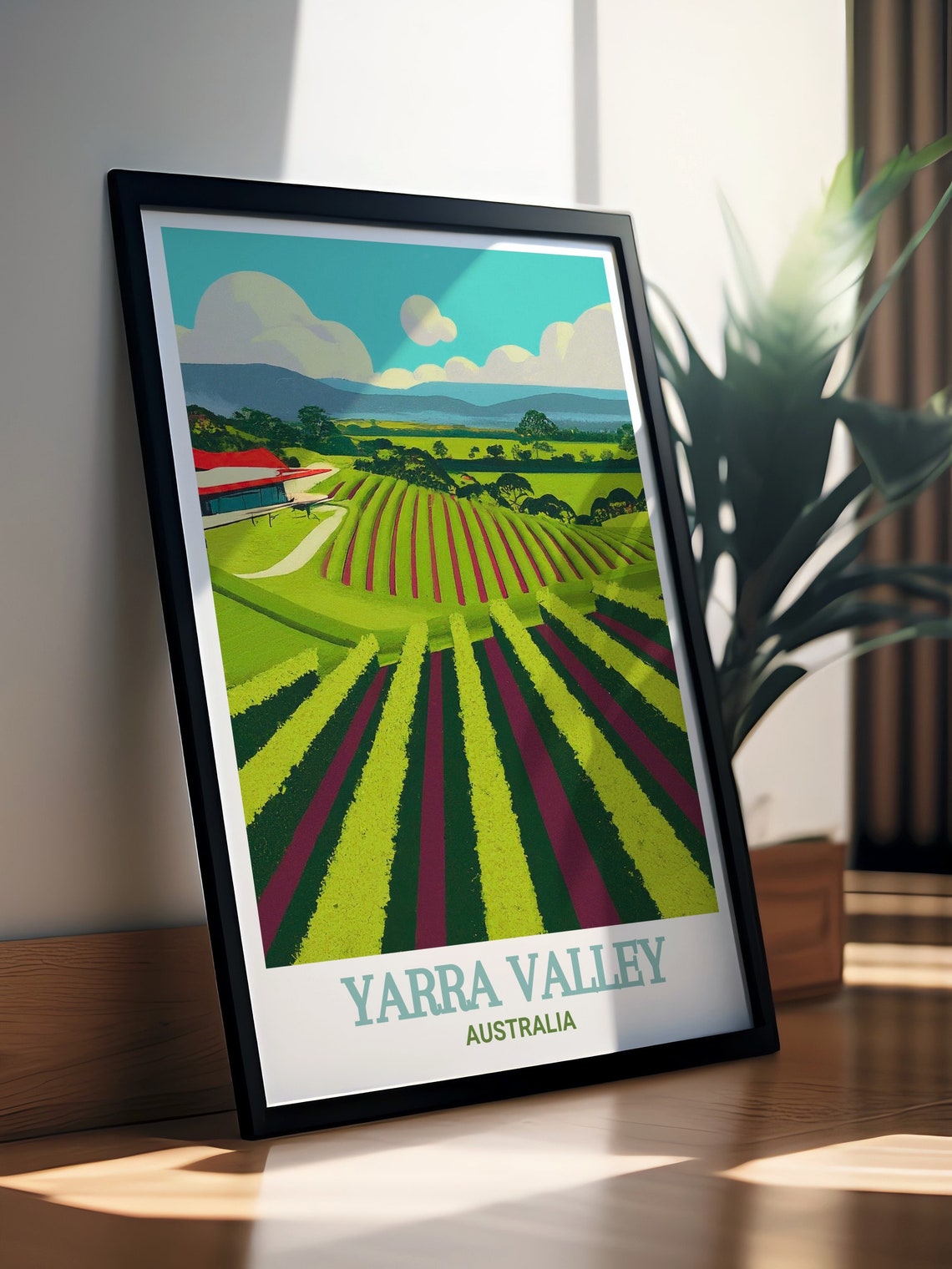 Yarra Valley Australia Vineyard Rows Wine Country Travel Poster - Image 3