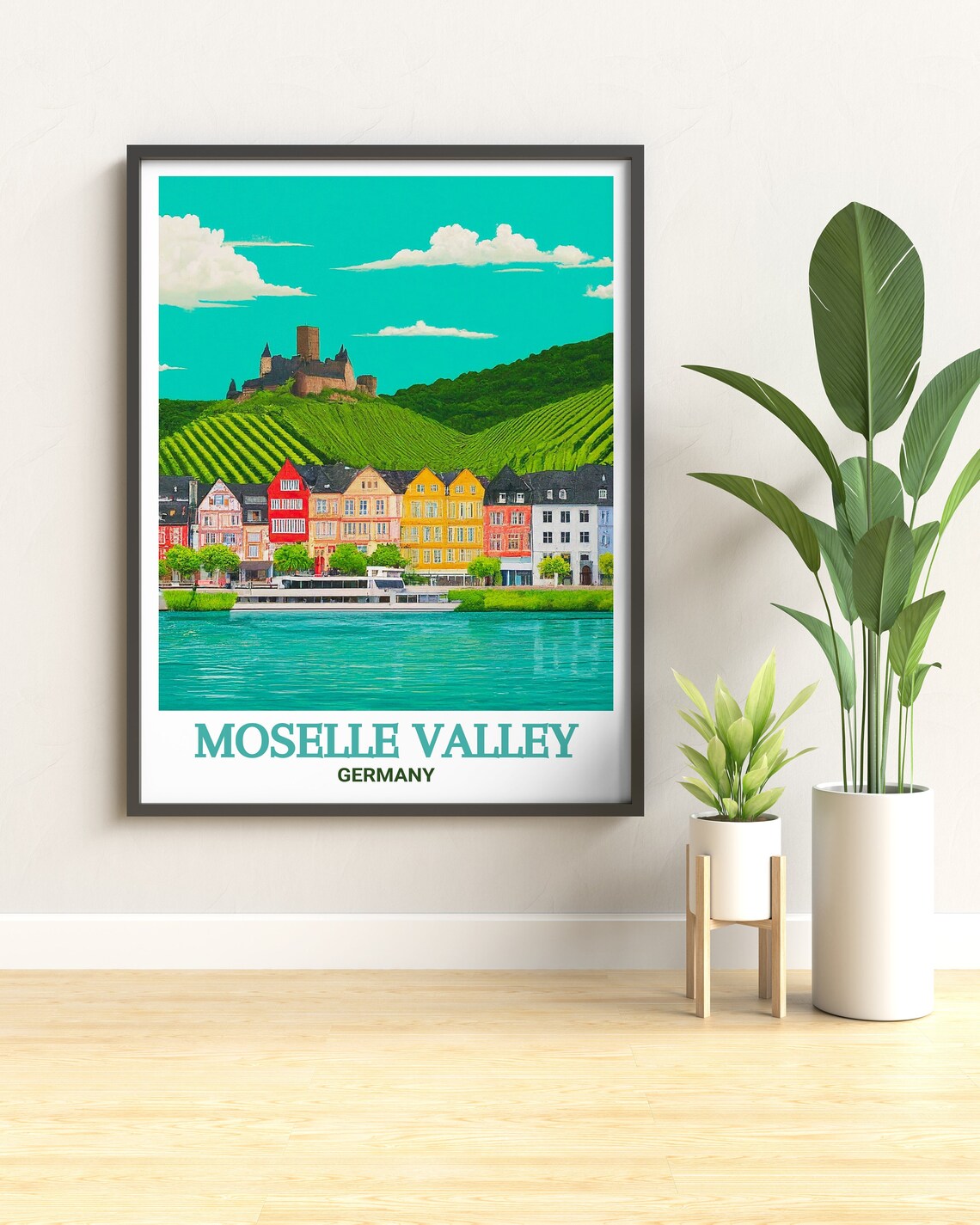Moselle Valley Bernkastelkues Travel Poster, Art Print - Image 3