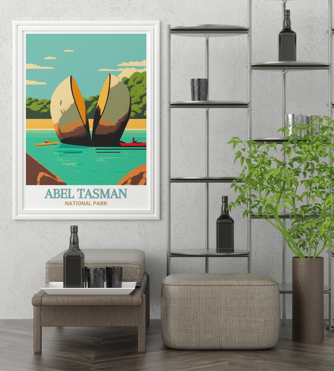 Abel Tasman Split Apple Rock Kayakers New Zealand Travel Poster - Image 3