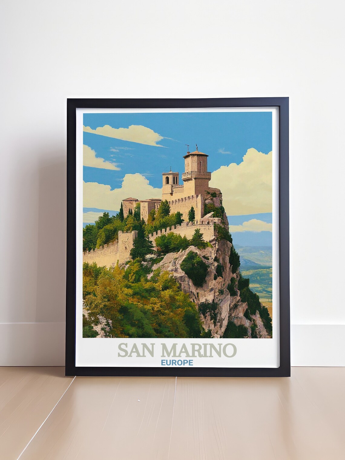 San Marino Europe Guaita Tower Cliffside Fortress Travel Poster - Image 4