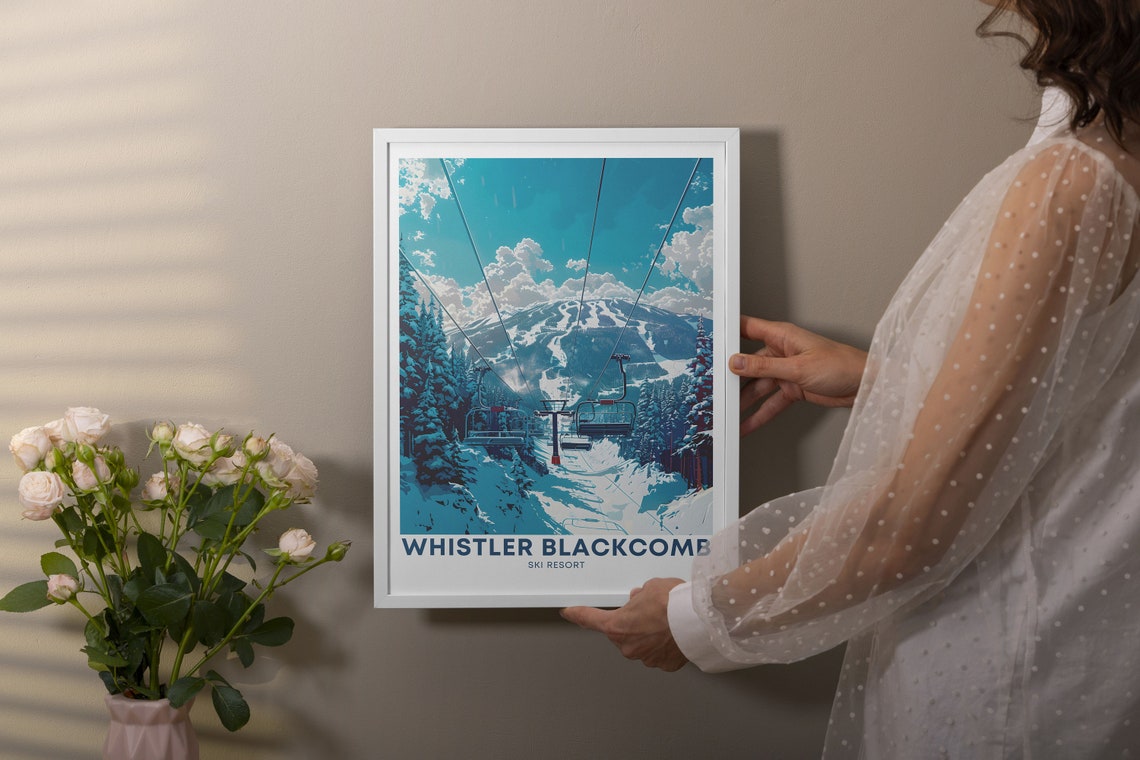 Whistler Peak Chair Lifts Art Whistler Blackcomb Skiing Wall Art Whistler Ski Resort Poster Whistler Ski Lift And Chair Lifts Print - Image 2