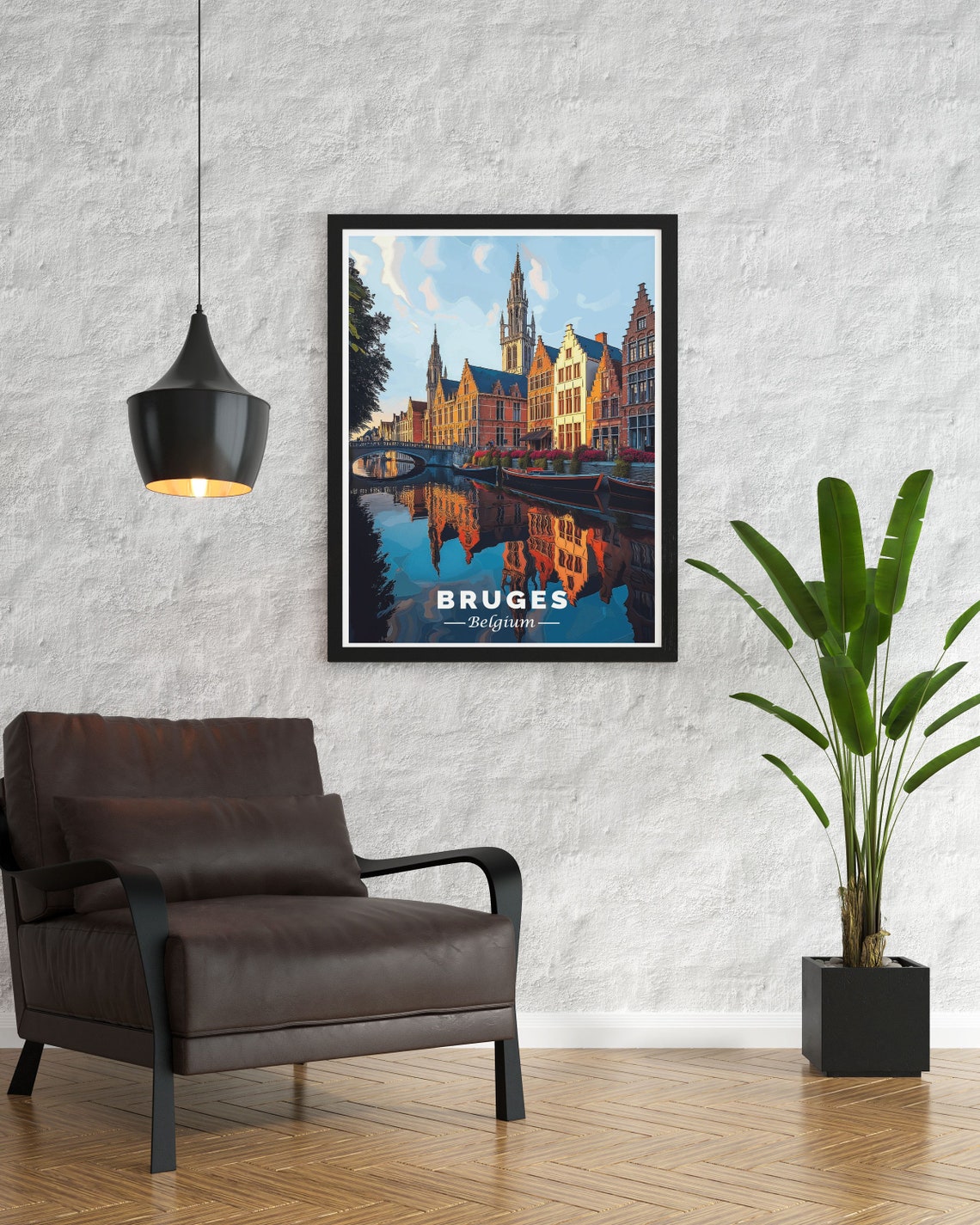 Bruges Belgium Travel Print Belgium Travel Gifts Bruges Canal Posters And Gifts Belgium Prints Bruges Belgium Watercolor - Image 3