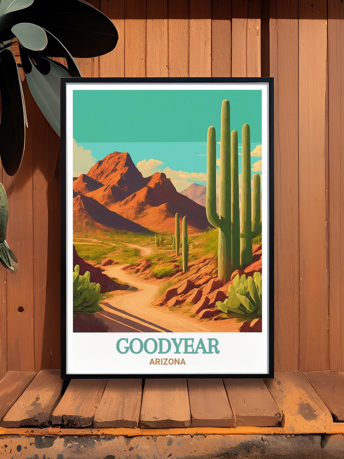 Goodyear Arizona Saguaro Cactus Desert Red Mountains Travel Poster - Image 3