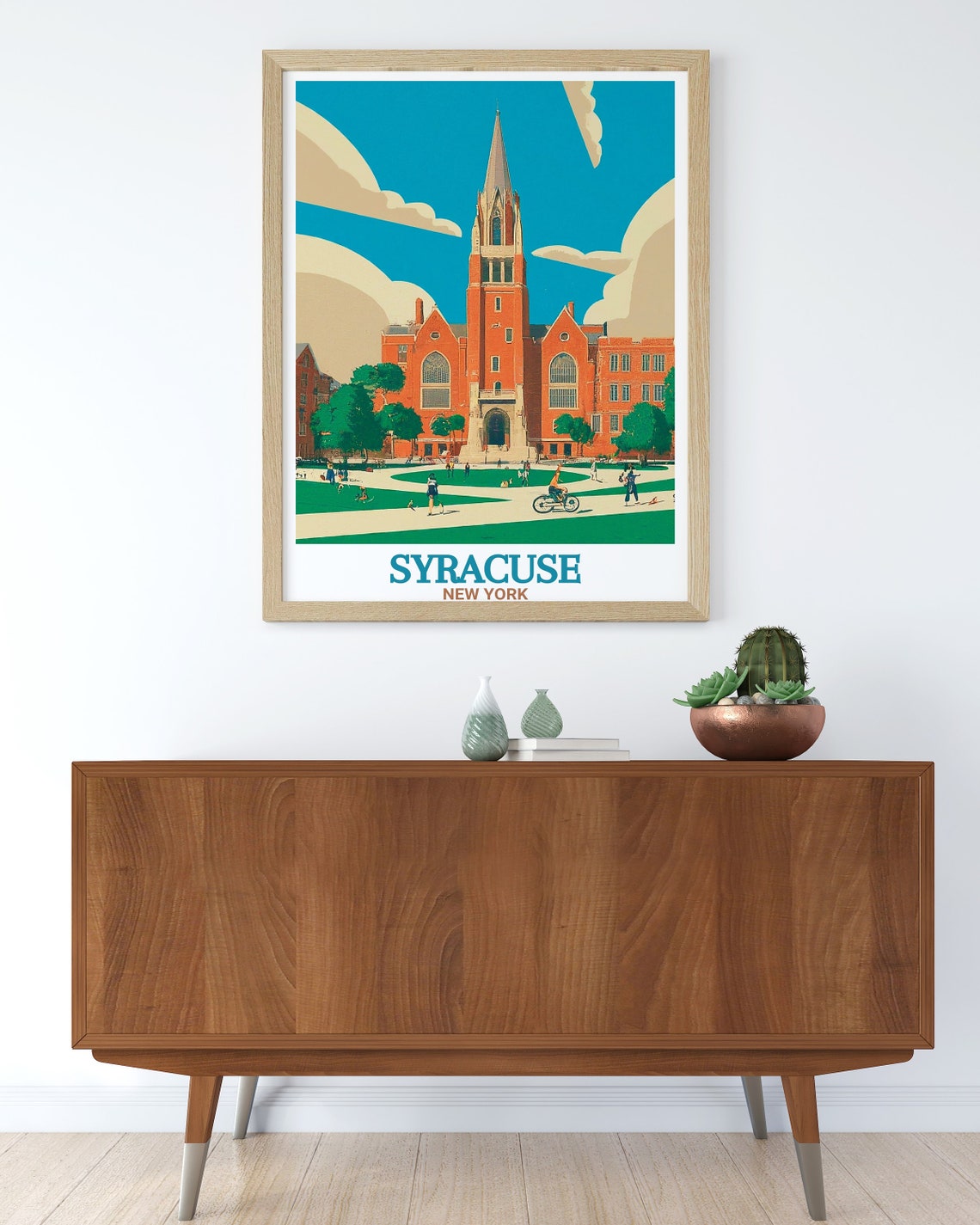 Syracuse New York Historic University Tower Campus Scene Poster - Image 3