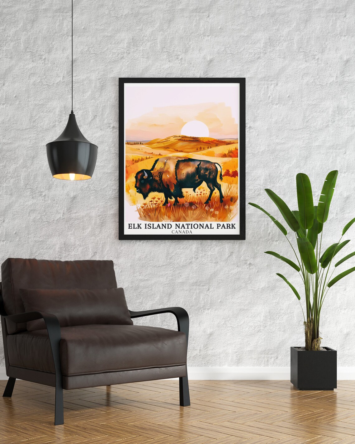 Elk Island National Park Canada Bison Prairie Wildlife Sunset Poster - Image 3