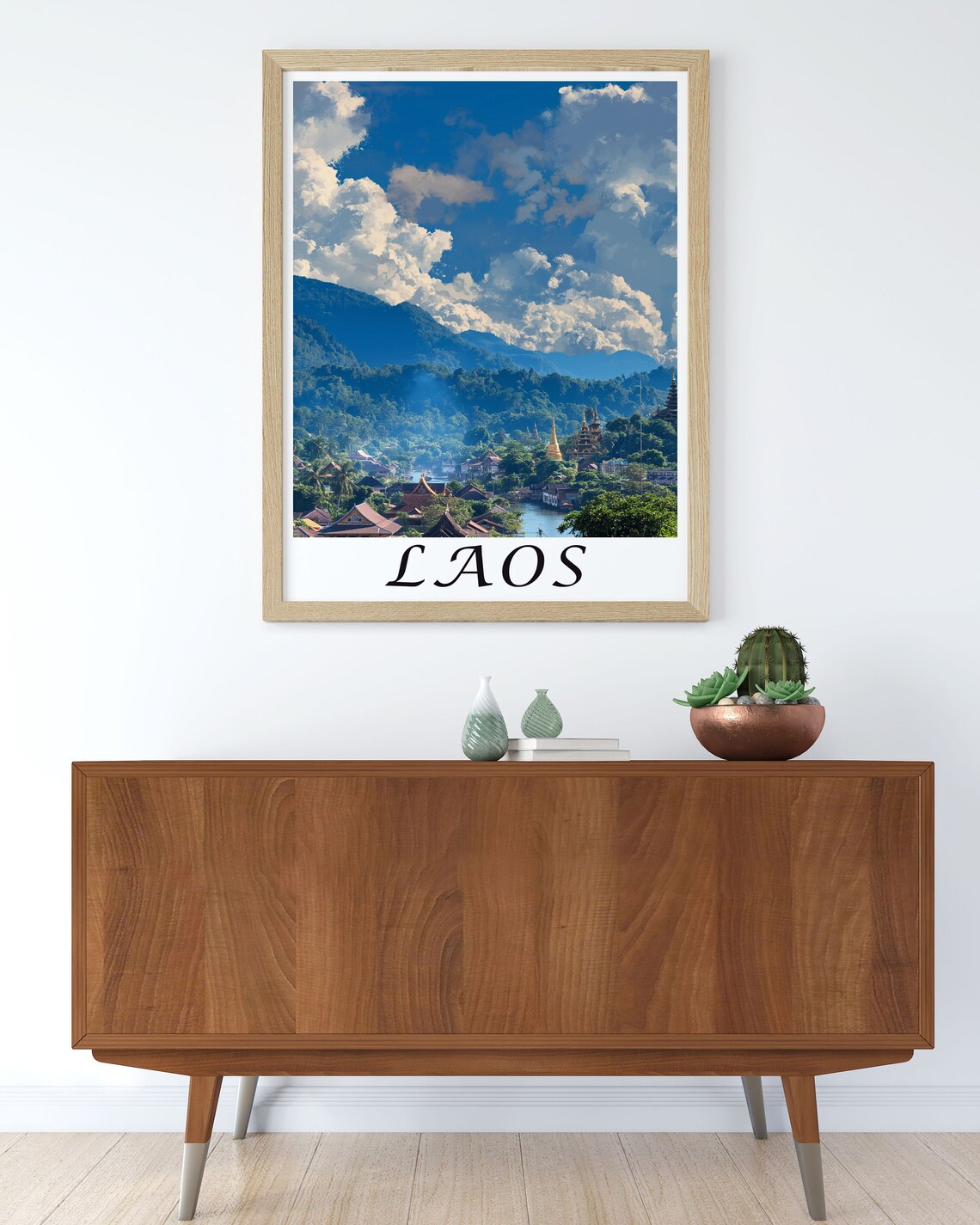 Luang Prabang Laos Golden Temples River Valley Mountain Travel Poster - Image 2