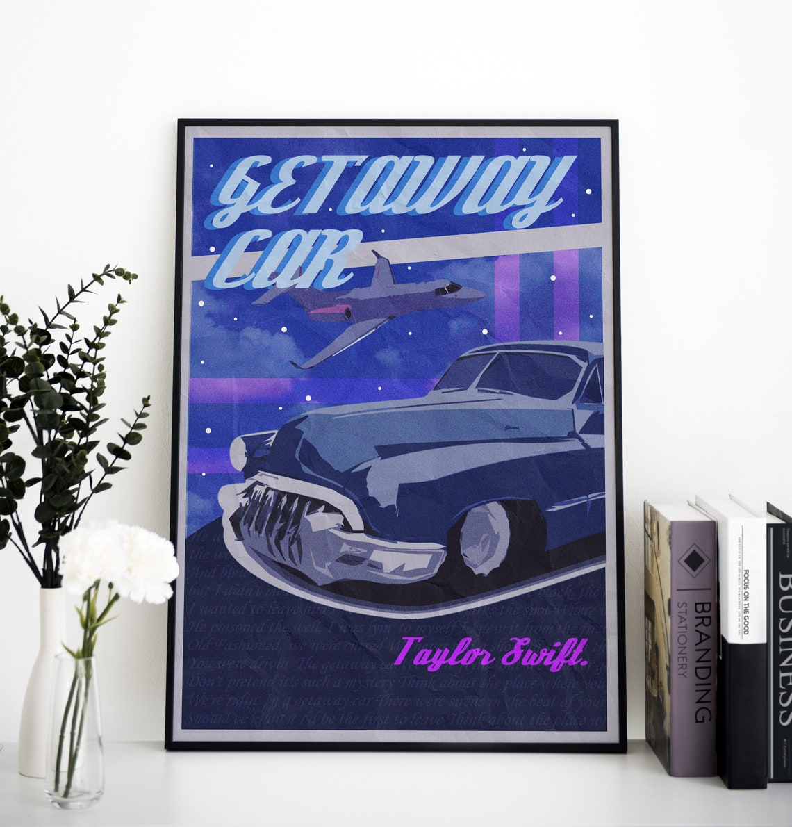 Getaway Car Taylor Swift Blue Vintage Car Airplane Night Poster - Image 2