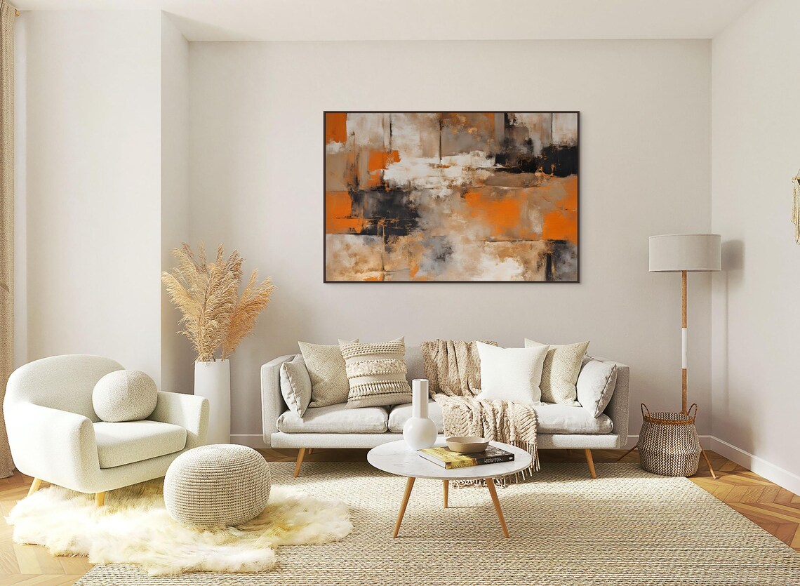 Orange Gold Beige Abstract Wall Art, Modern Art Print - Image 5