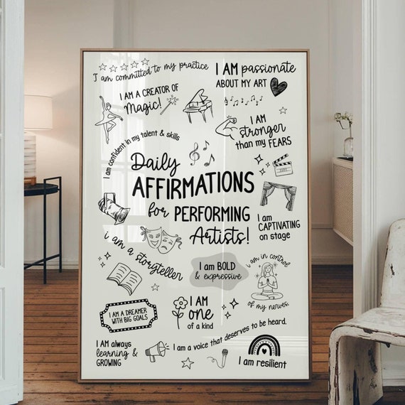 Performing Arts Daily Affirmations Poster, Theatre Art Print