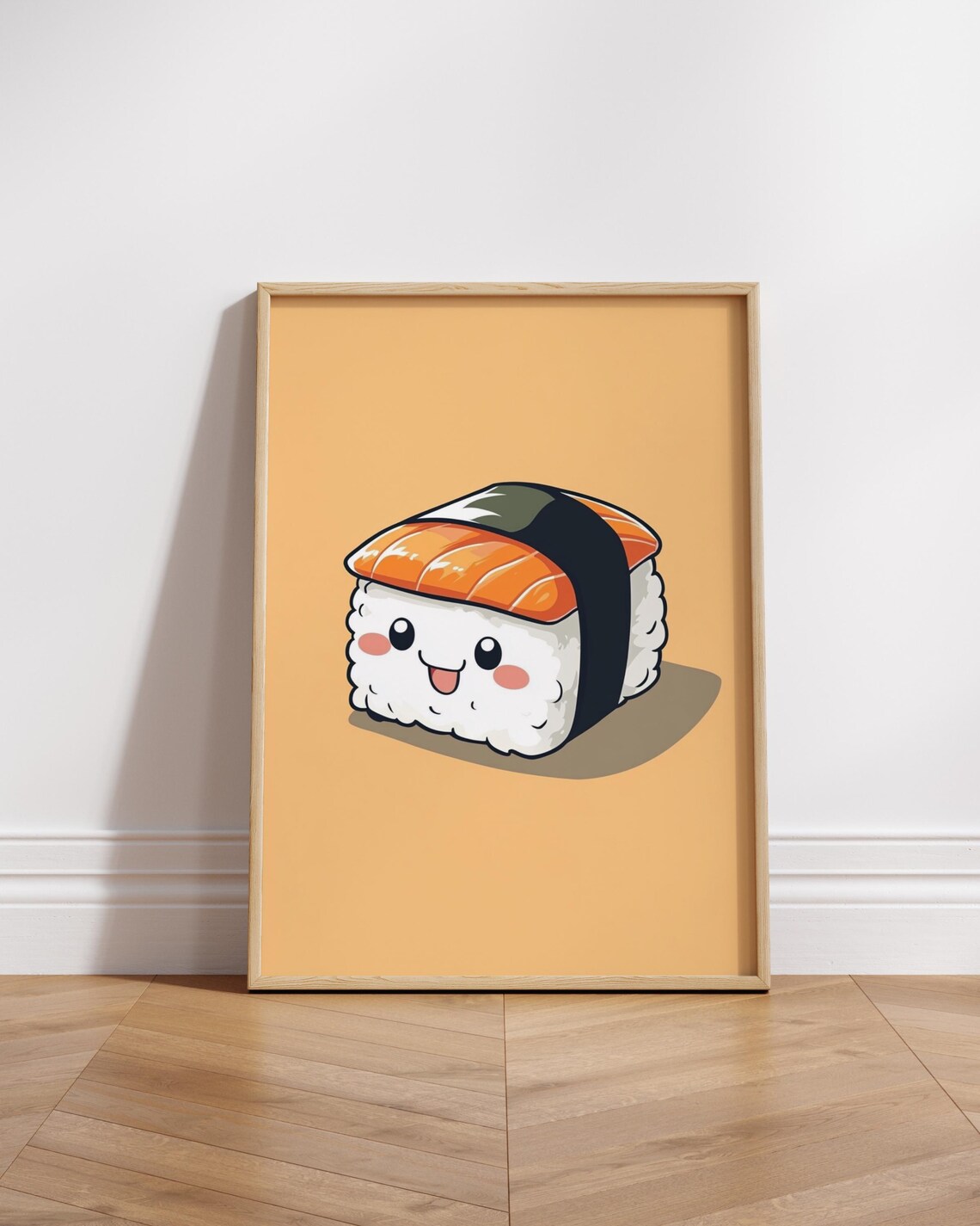 Kawaii Sushi Art Print Whimsical Food Decor Matte Poster For Kitchen Gift Lovers Room