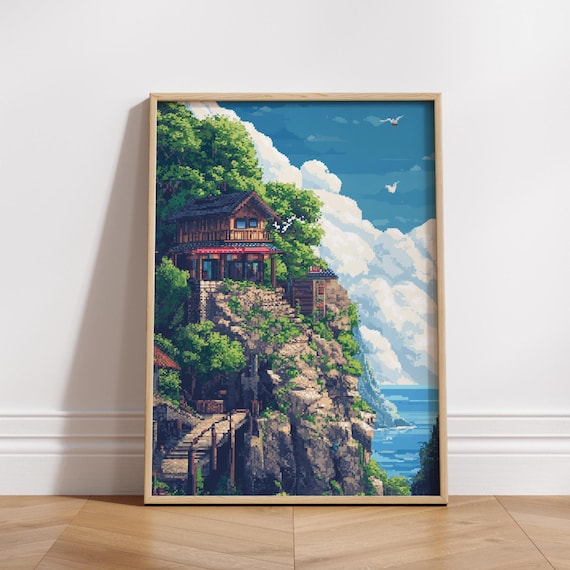 Scenic 8bit Matte Poster Nature Landscape Art Print Home Decor Wall For Lovers