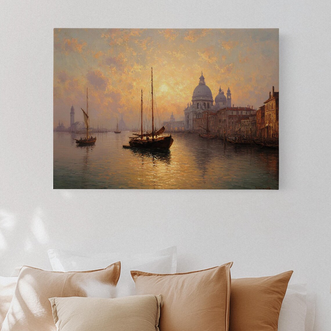 Venice Grand Canal Sunset Gondolas Basilica Romantic Italy Poster