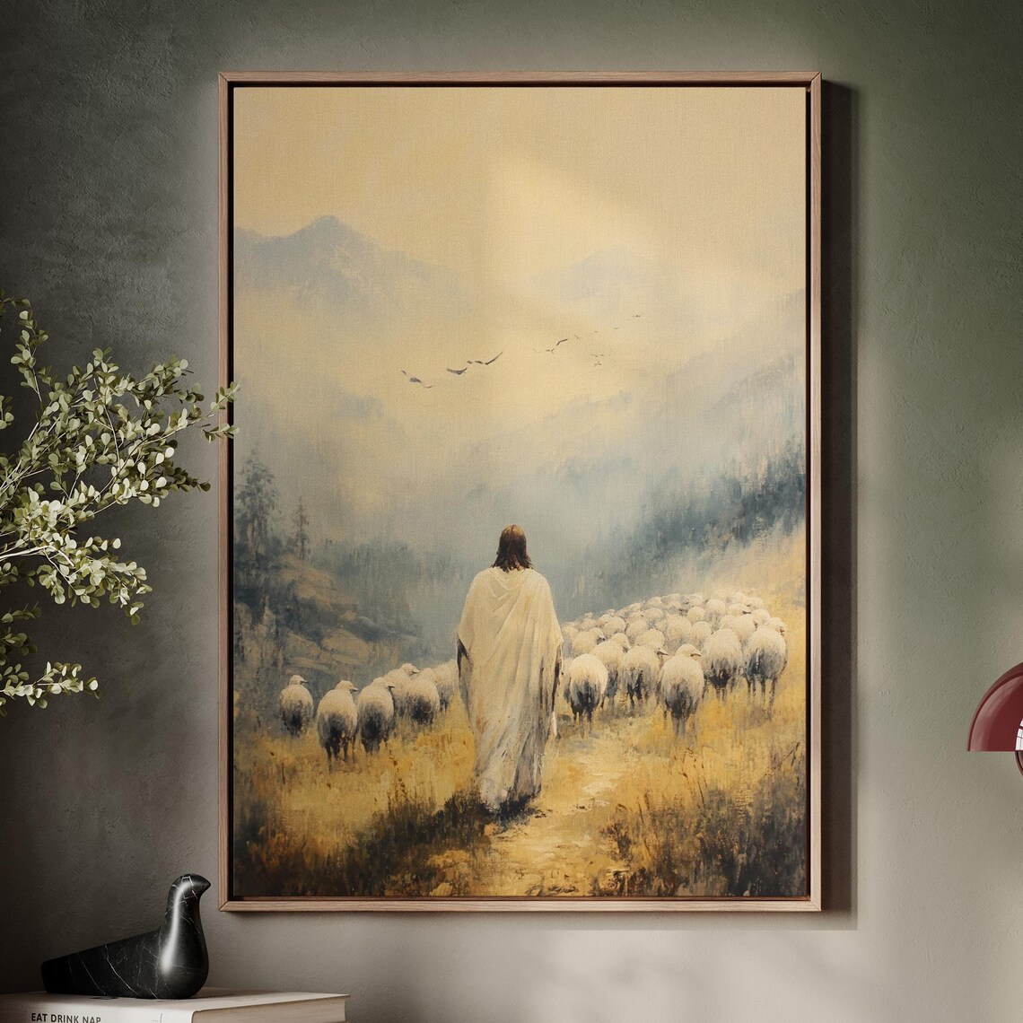 Jesus Shepherding His Flock, Serene Christian Artwork