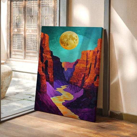 Canyon Moonlight Bold Abstract River Landscape