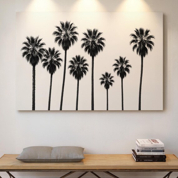 Black And White Palm Trees Row Minimalist Coastal Decor Poster