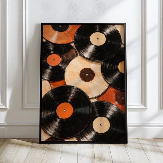 Vintage Vinyl Records Retro Music Art Print