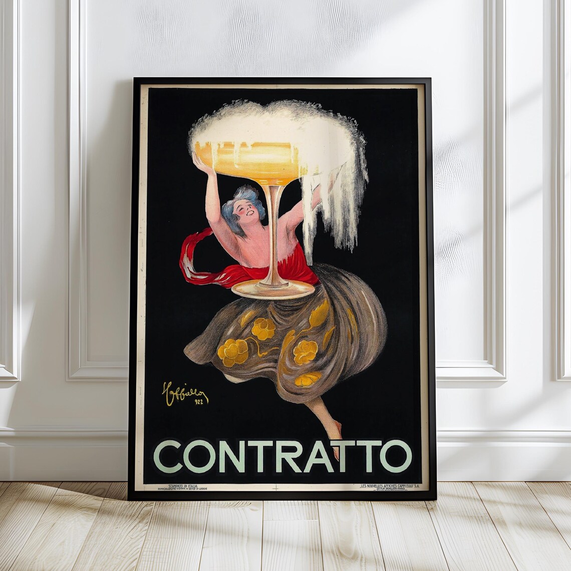 Contratto Poster 1920s Italian Art Deco Champagne Print