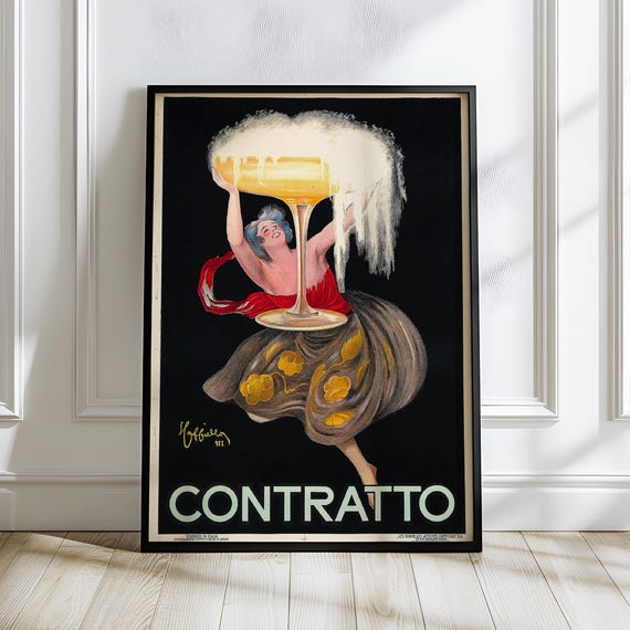 Contratto Poster 1920s Italian Art Deco Champagne Print
