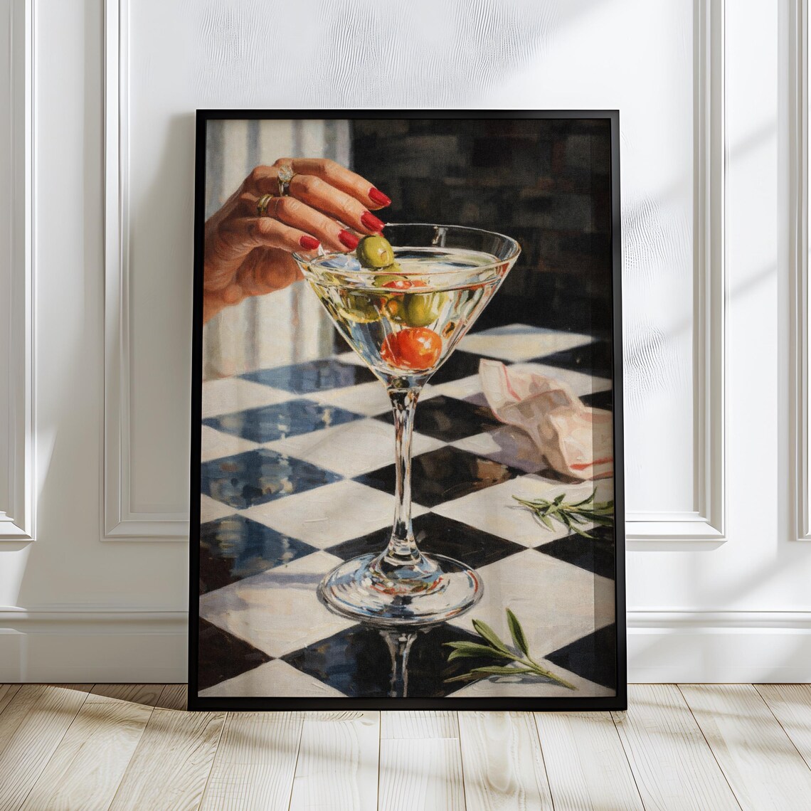 Olive Martini Vintage Cocktail Bar Art Print